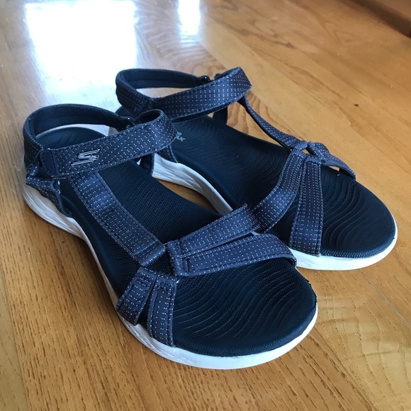 Skechers on the go walk flex sandals shoes sketchers navy blue womens size 8 - Picture 4 of 10